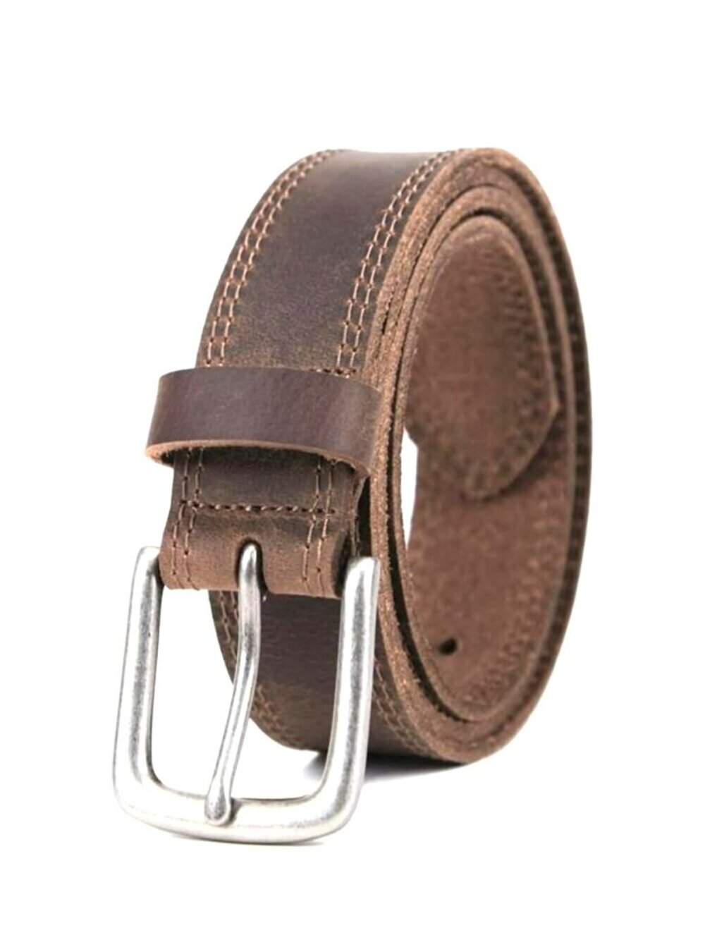 New Vatan Genuine Leather Classic Belt Metal Buckle Mens 46 Brown